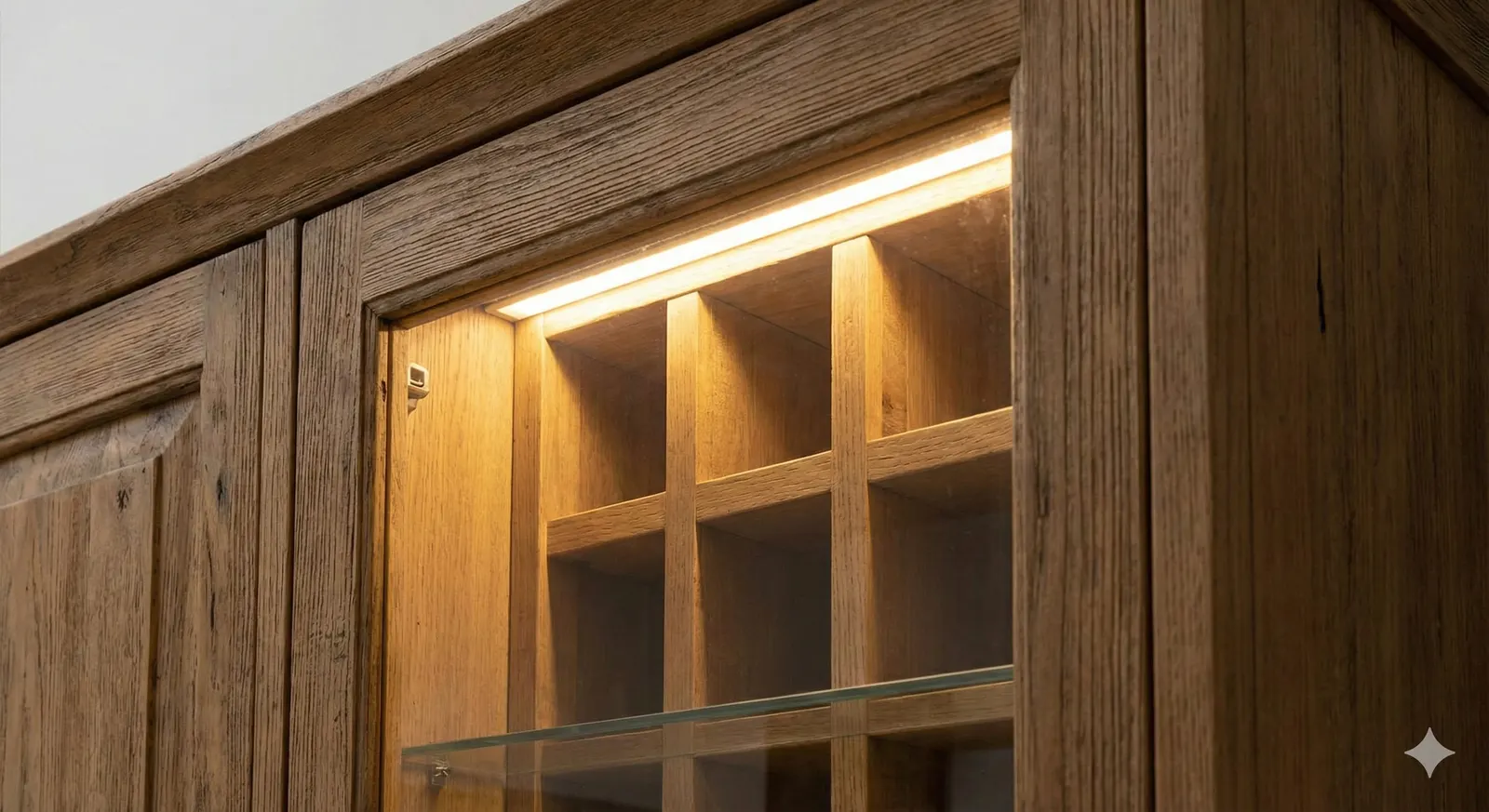 Vitrina de madera con difusor cálido