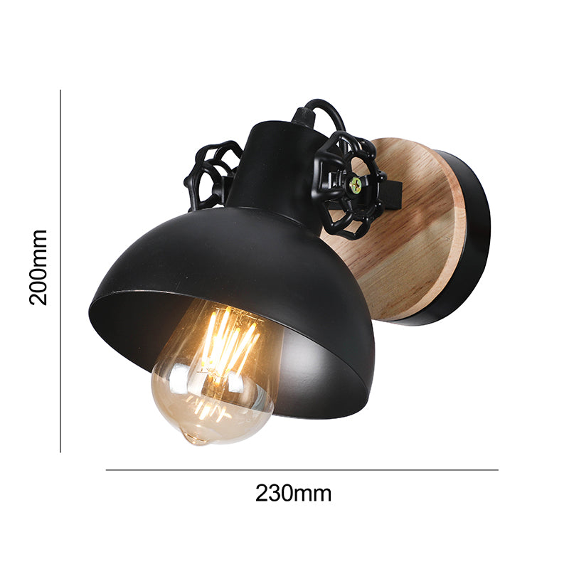 Aplique LED E27 Negro con Cúpula Negra - Ledinnova