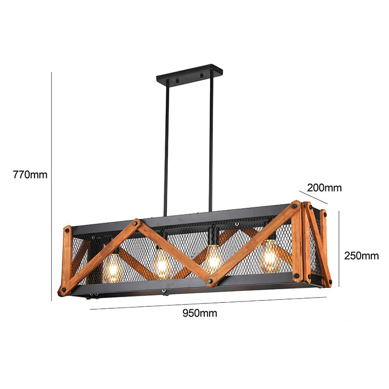 Lámpara Colgante Industrial Retro de Hierro – Diseño Rectangular,  E27 - Ledinnova